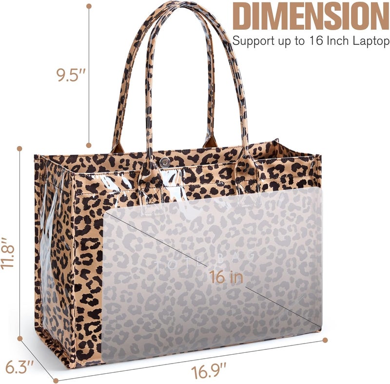 KALIDI FANCY FOREST KALIDI PVC Tote Bag Women’s Kraft Paper Work Handbags Purses with Top Handle - Image 4